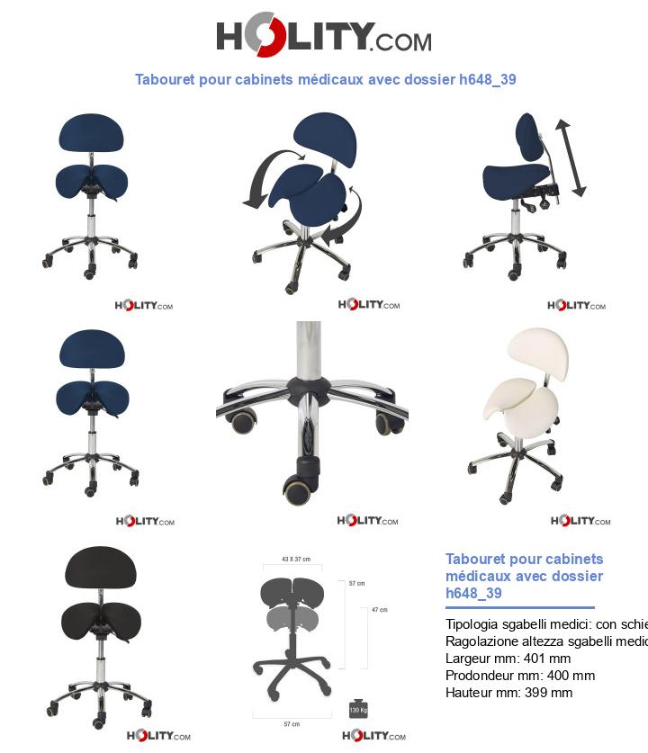 Tabouret pour cabinets médicaux avec dossier h648_39