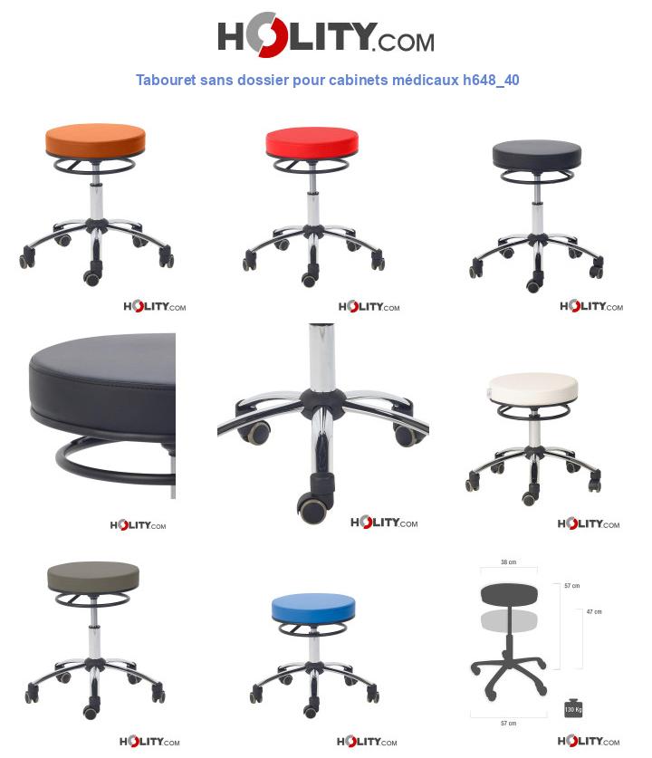 Tabouret sans dossier pour cabinets médicaux h648_40