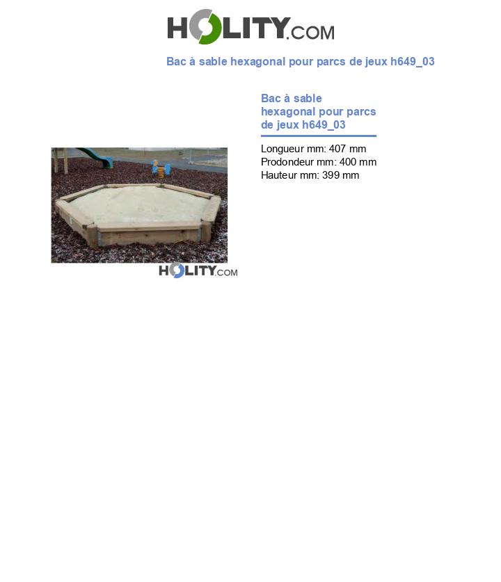 Bac à sable hexagonal pour parcs de jeux h649_03