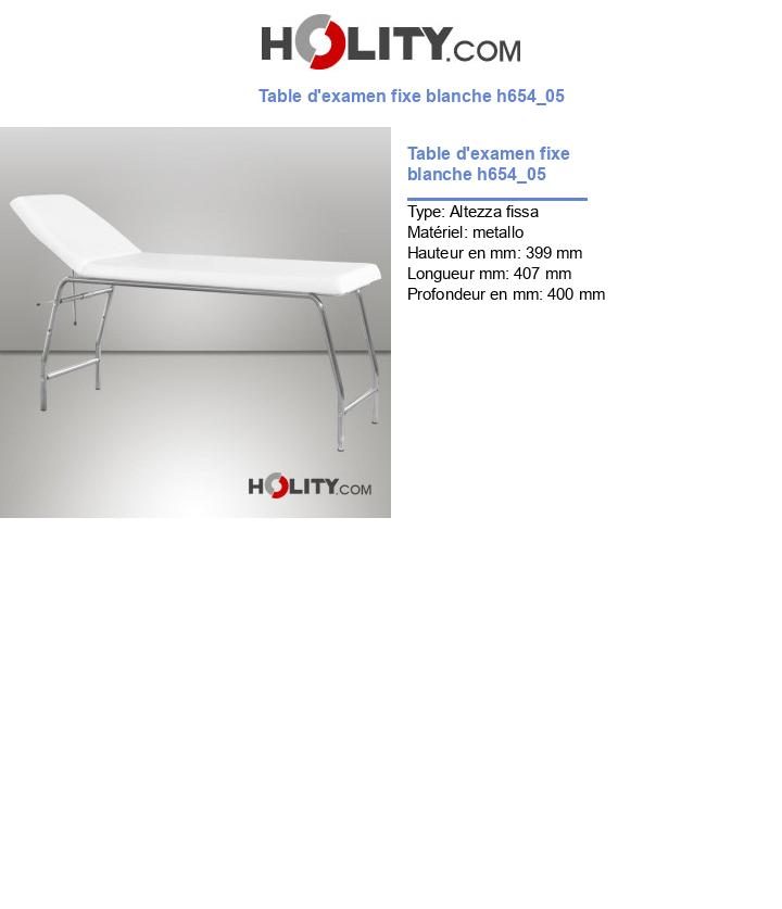 Table d'examen fixe blanche h654_05
