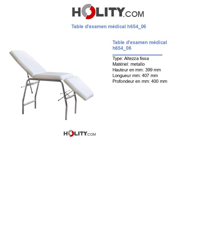 Table d'examen médical h654_06