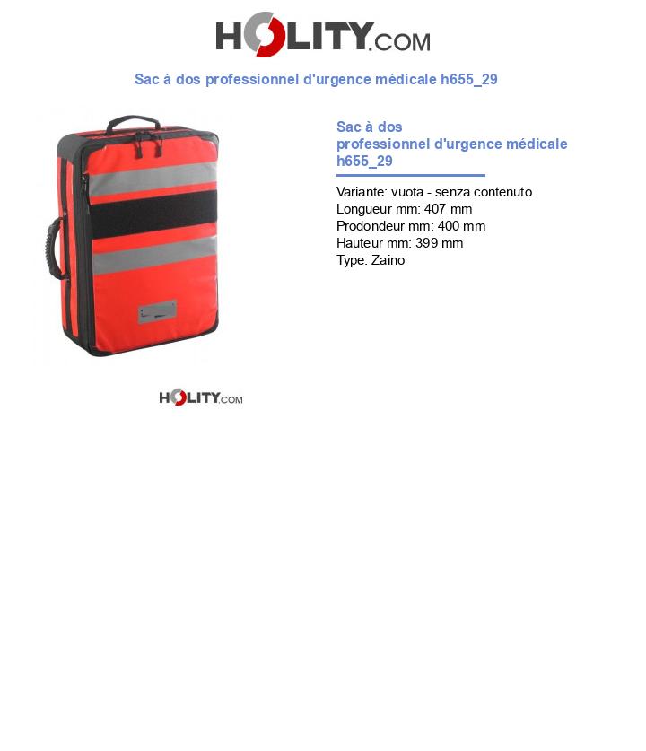 Sac à dos professionnel d'urgence médicale h655_29