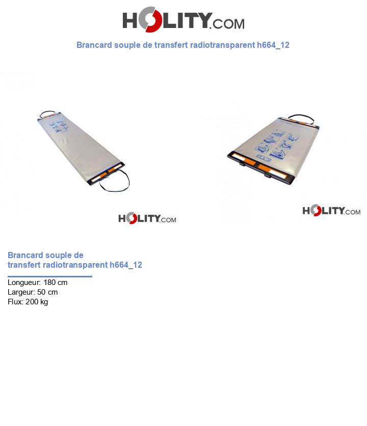 Brancard souple de transfert radiotransparent h664_12
