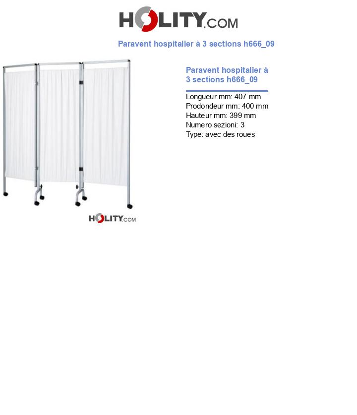 Paravent hospitalier à 3 sections h666_09