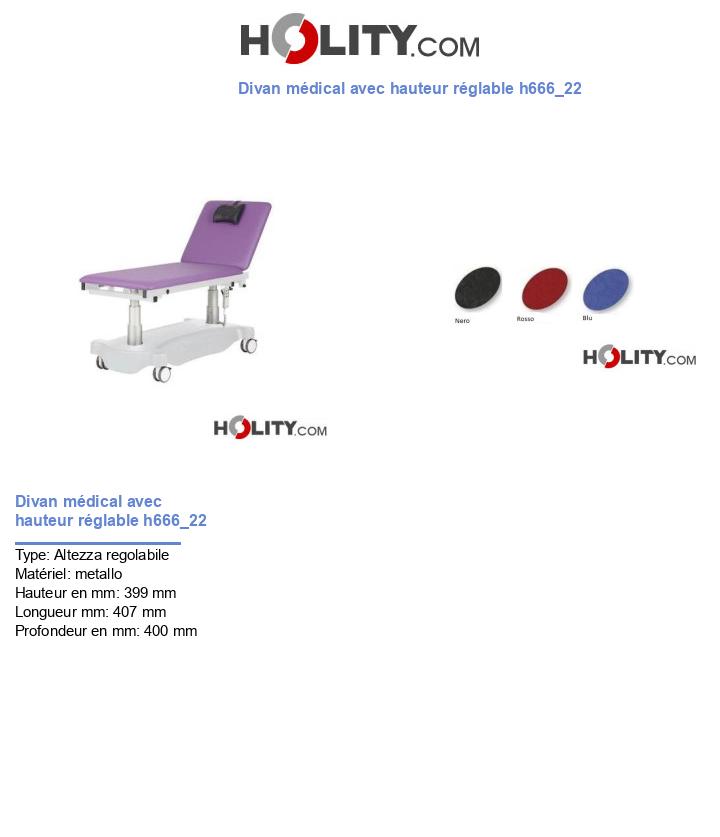 Divan médical avec hauteur réglable h666_22