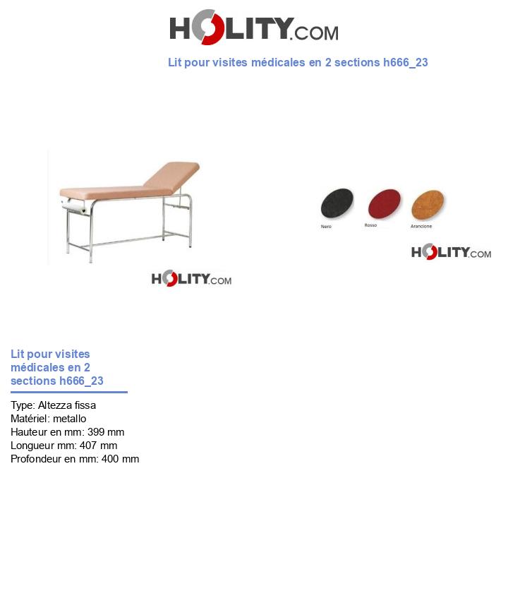 Lit pour visites médicales en 2 sections h666_23