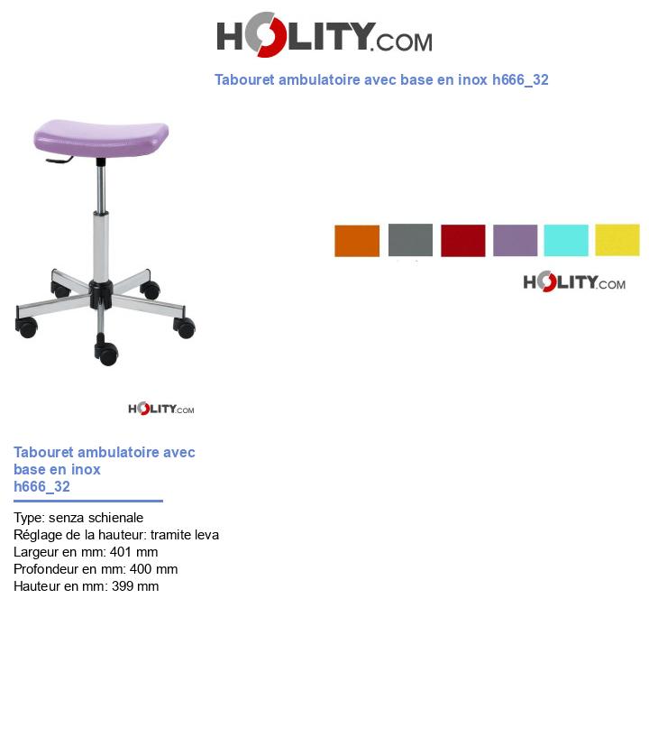 Tabouret ambulatoire avec base en inox h666_32