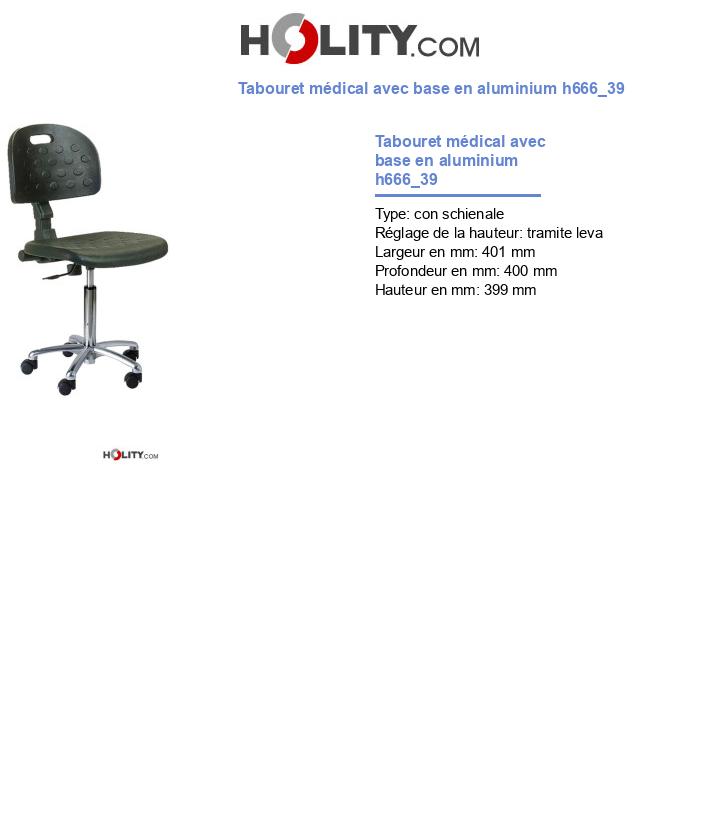 Tabouret médical avec base en aluminium h666_39