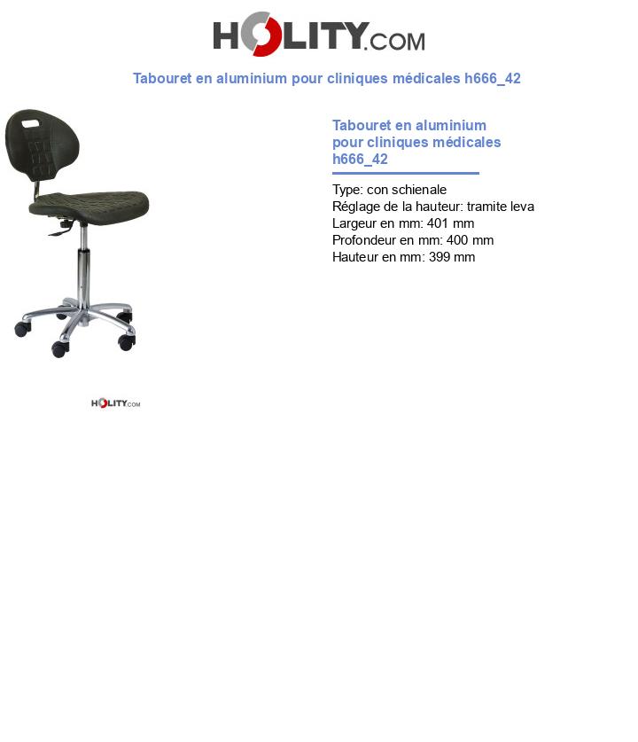 Tabouret en aluminium pour cliniques médicales h666_42