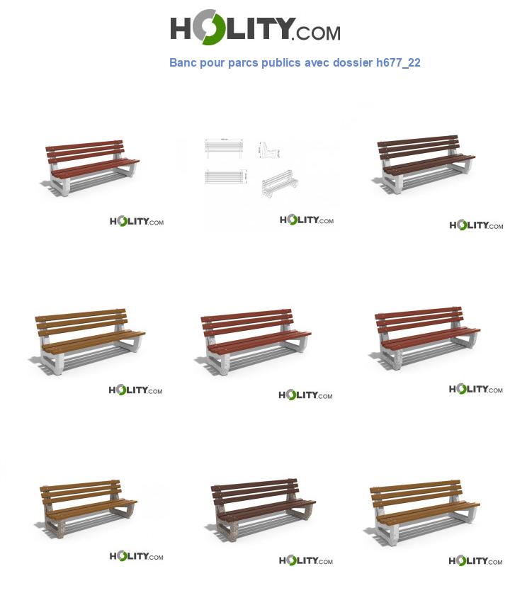 Banc pour parcs publics avec dossier h677_22