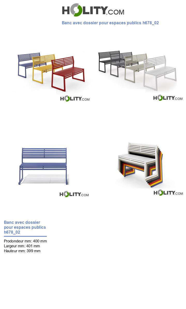 Banc avec dossier pour espaces publics h678_02