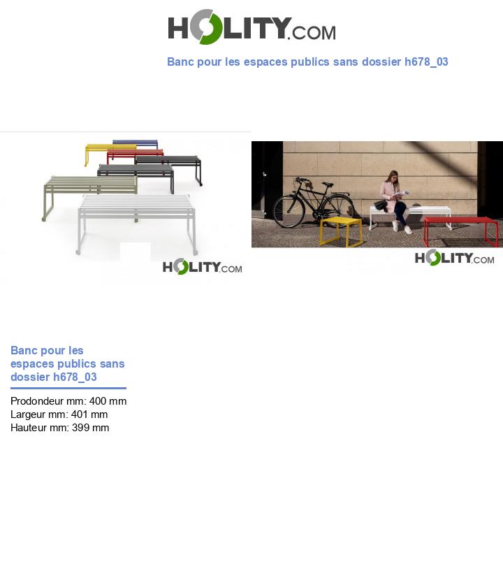 Banc pour les espaces publics sans dossier h678_03