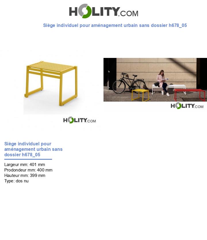 Siège individuel pour aménagement urbain sans dossier h678_05