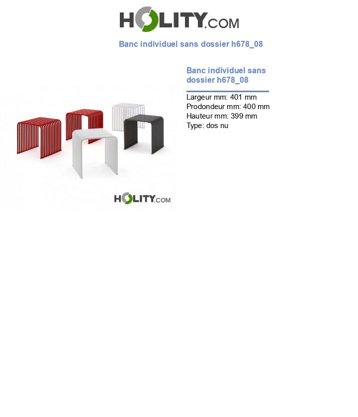 Banc individuel sans dossier h678_08