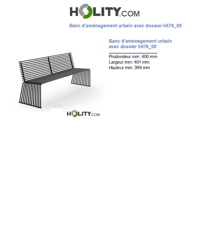 Banc d'aménagement urbain avec dossier h678_09