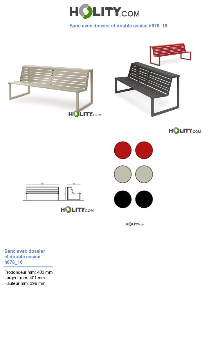 Banc avec dossier et double assise h678_16