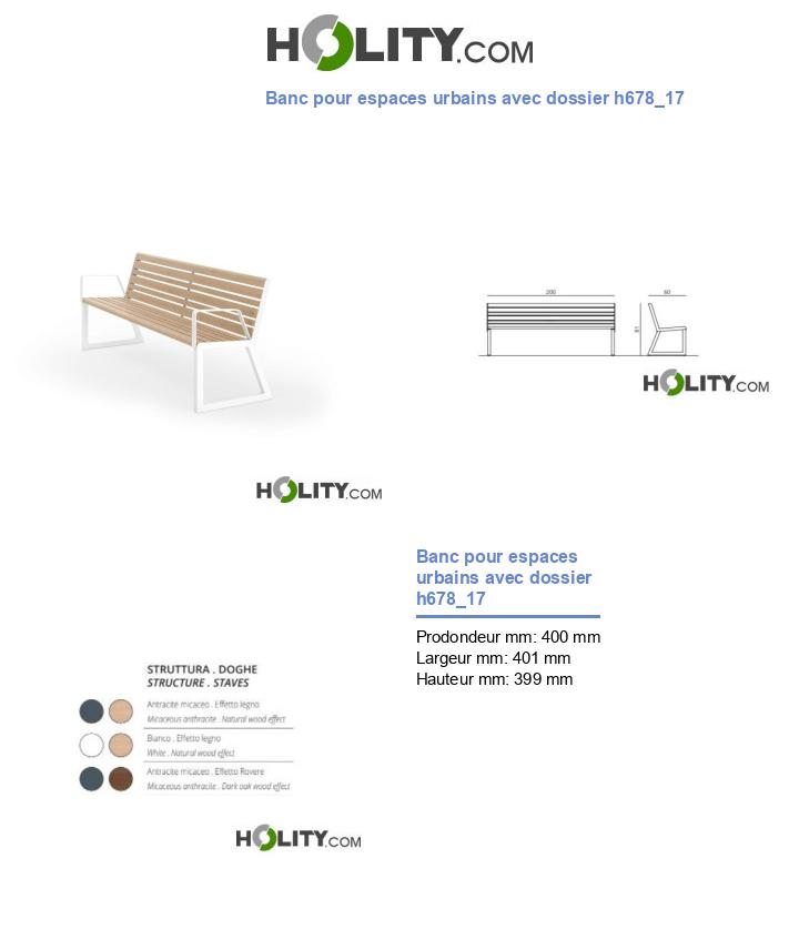 Banc pour espaces urbains avec dossier h678_17