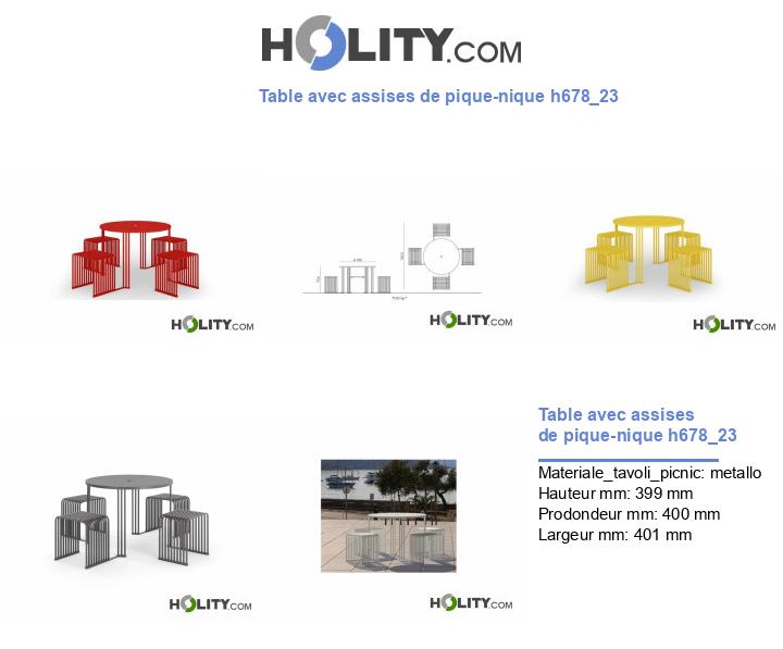 Table avec assises de pique-nique h678_23