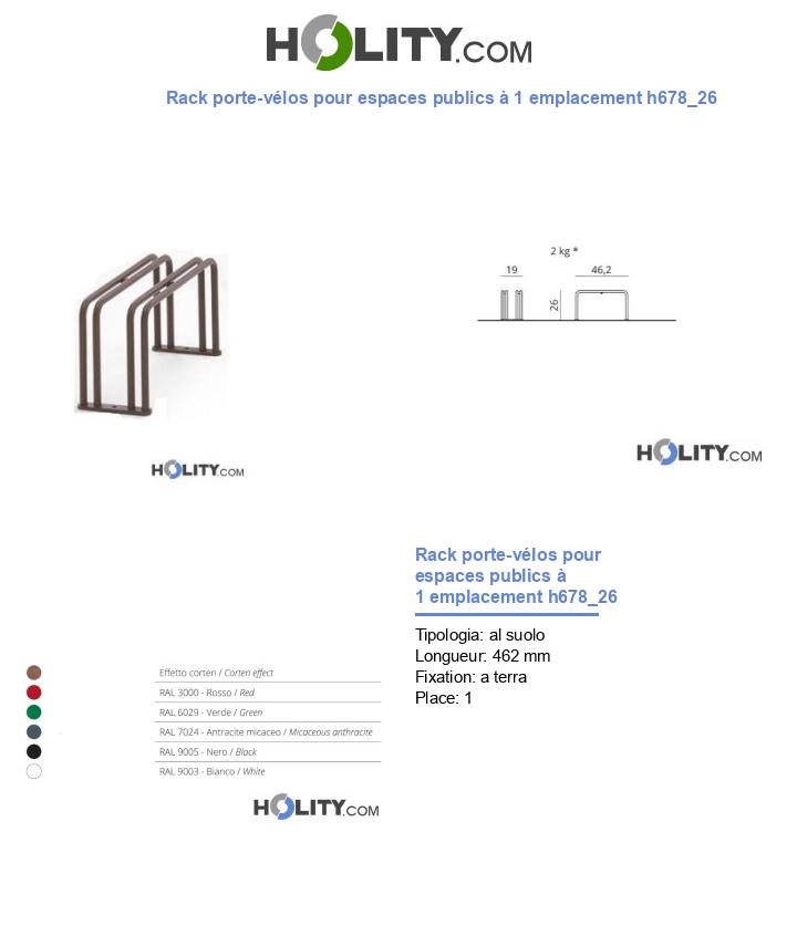 Rack porte-vélos pour espaces publics à 1 emplacement h678_26