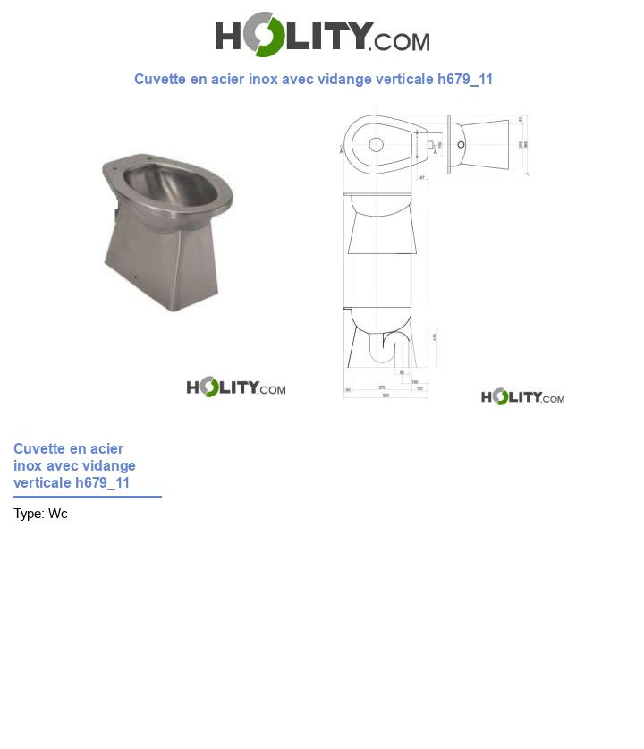 Cuvette en acier inox avec vidange verticale h679_11