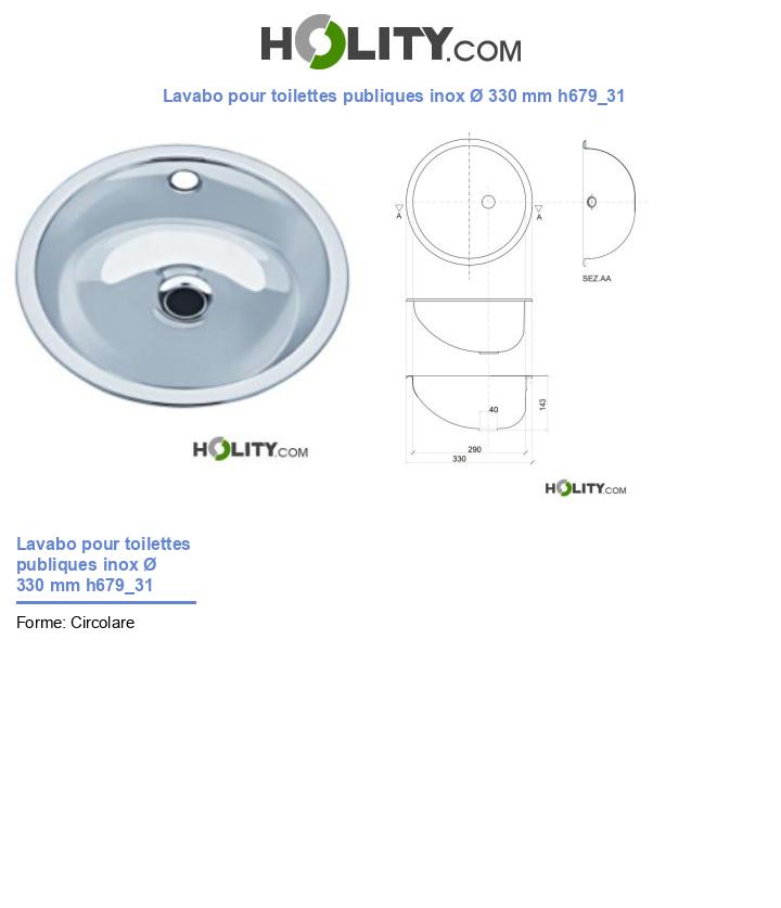 Lavabo pour toilettes publiques inox Ø 330 mm h679_31