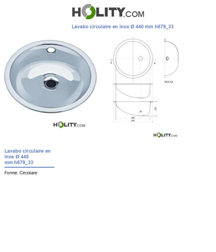 Lavabo circulaire en inox Ø 440 mm h679_33