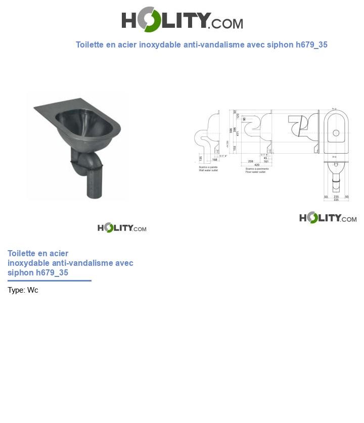 Toilette en acier inoxydable anti-vandalisme avec siphon h679_35