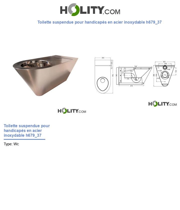 Toilette suspendue pour handicapés en acier inoxydable h679_37