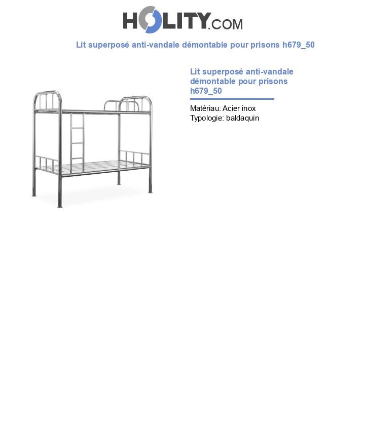 Lit superposé anti-vandale démontable pour prisons h679_50