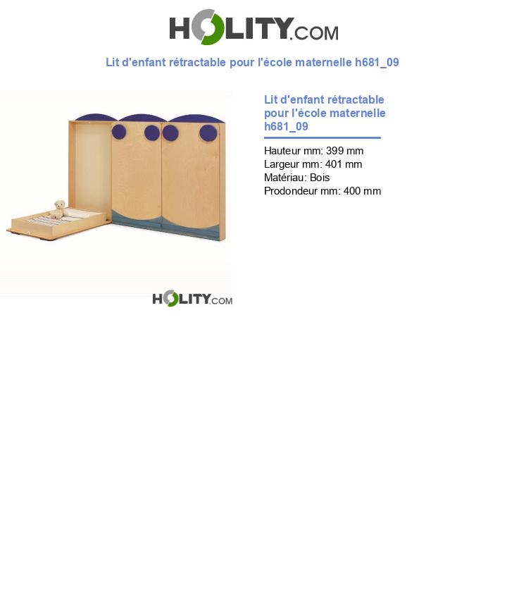 Lit d'enfant rétractable pour l'école maternelle h681_09