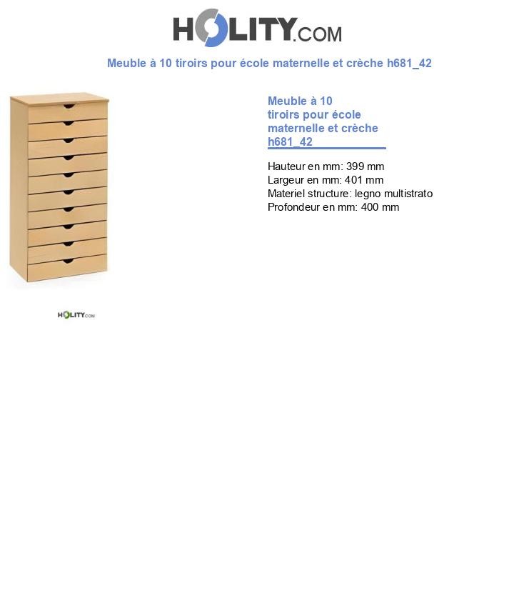 Meuble à 10 tiroirs pour école maternelle et crèche h681_42