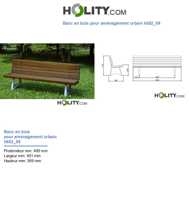 Banc en bois pour aménagement urbain h682_09