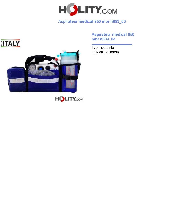 Aspirateur médical 850 mbr h683_03