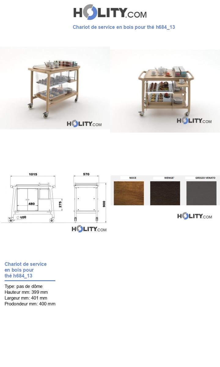 Chariot de service en bois pour thé h684_13
