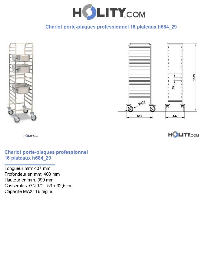 Chariot porte-plaques professionnel 16 plateaux h684_29