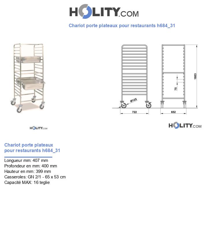 Chariot porte plateaux pour restaurants h684_31