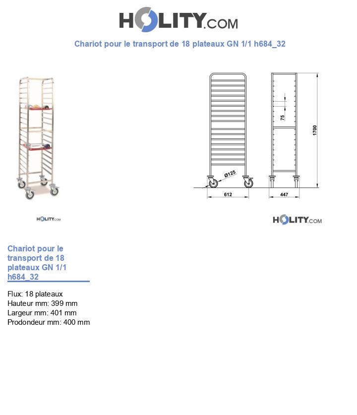 Chariot pour le transport de 18 plateaux GN 1/1 h684_32