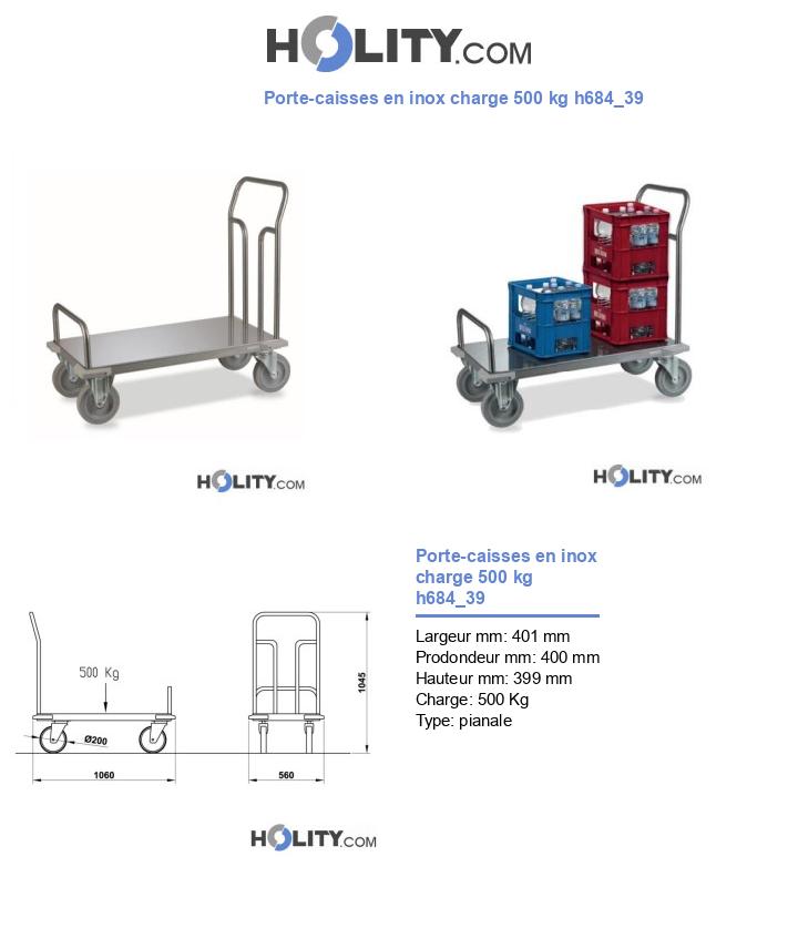 Porte-caisses en inox charge 500 kg h684_39