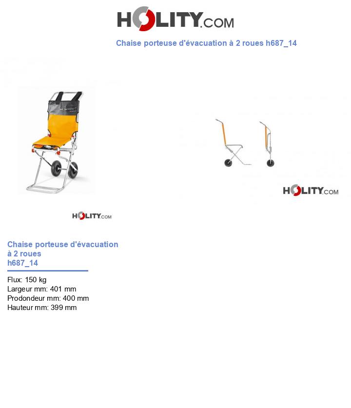 Chaise porteuse d'évacuation à 2 roues h687_14