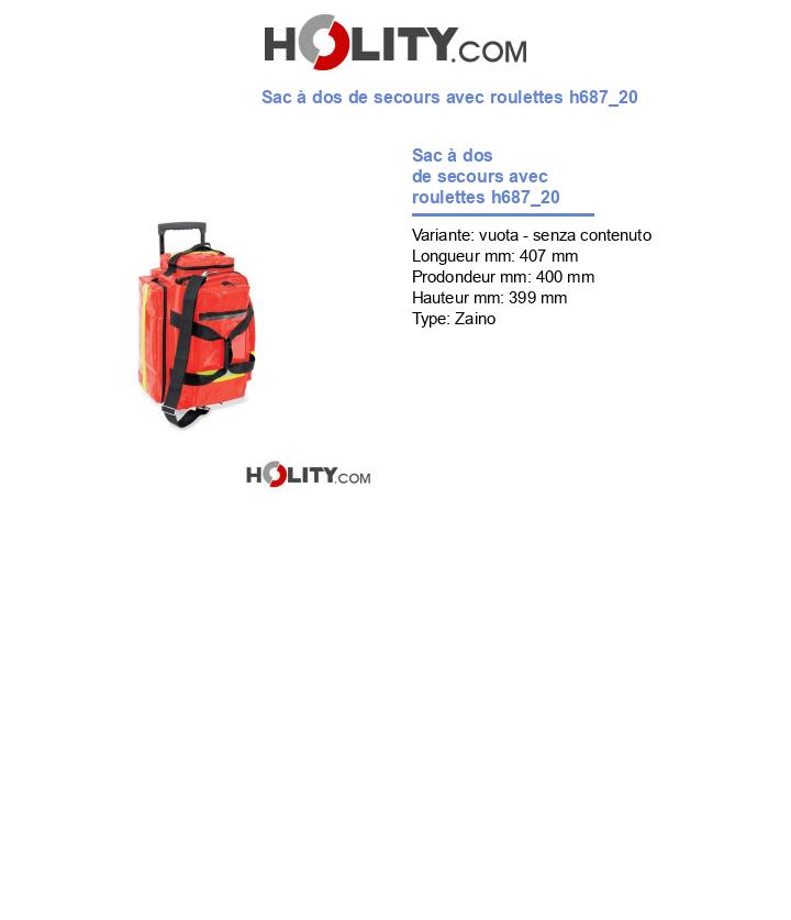 Sac à dos de secours avec roulettes h687_20