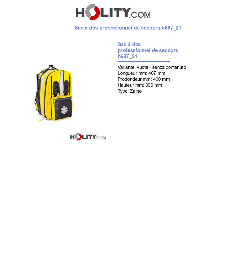 Sac à dos professionnel de secours h687_21