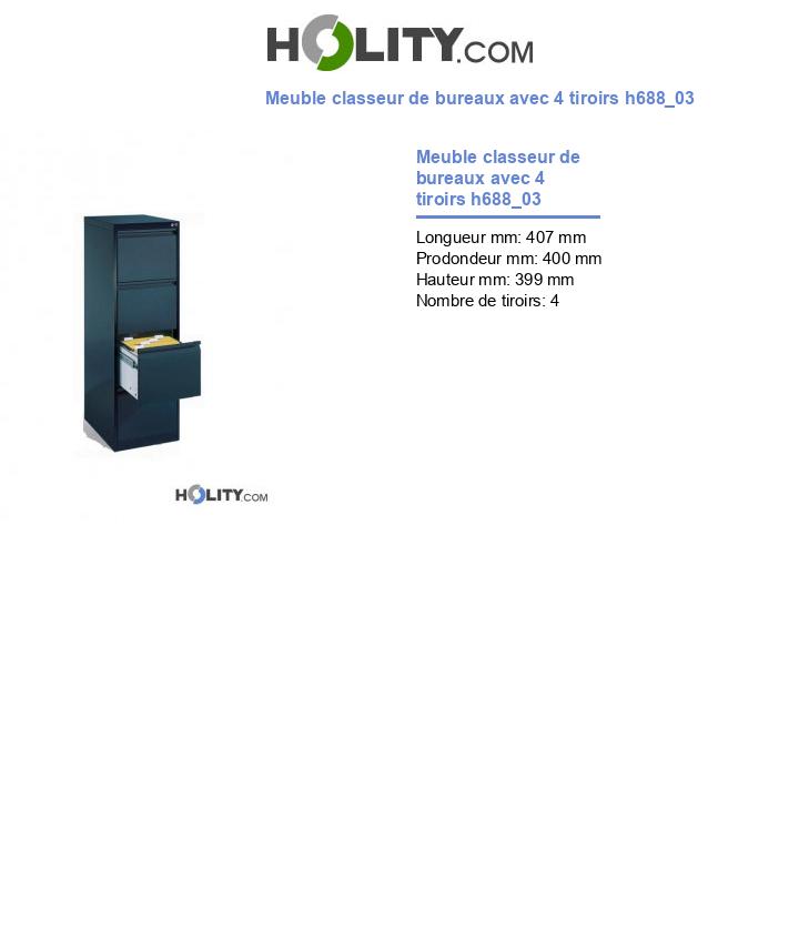 Meuble classeur de bureaux avec 4 tiroirs h688_03