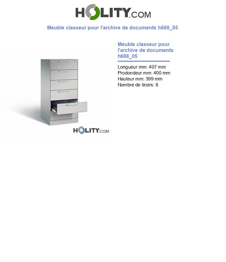 Meuble classeur pour l'archive de documents h688_05