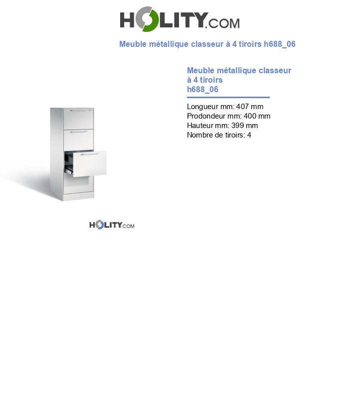 Meuble métallique classeur à 4 tiroirs h688_06