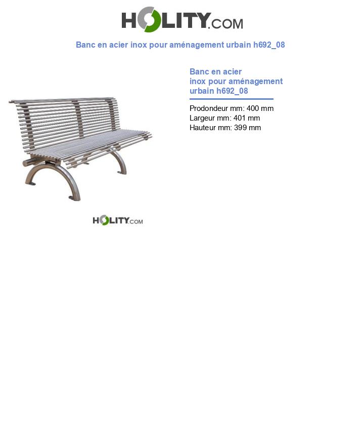 Banc en acier inox pour aménagement urbain h692_08