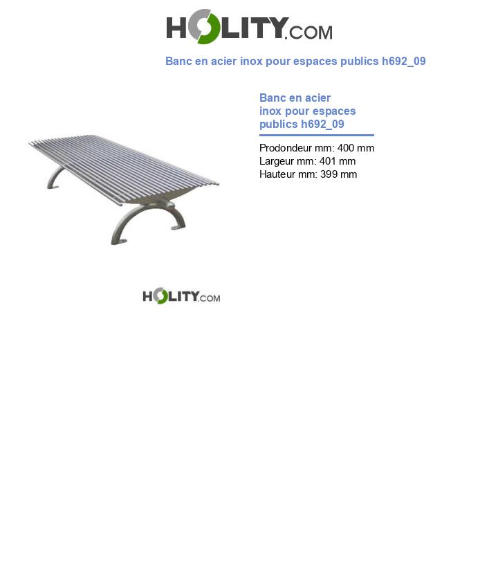 Banc en acier inox pour espaces publics h692_09