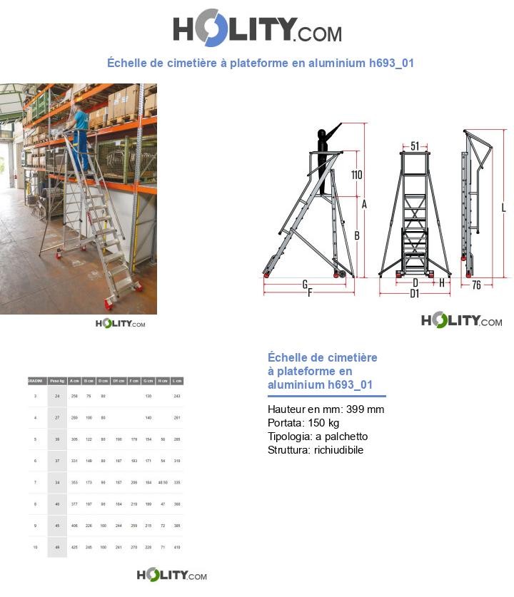 Échelle de cimetière à plateforme en aluminium h693_01