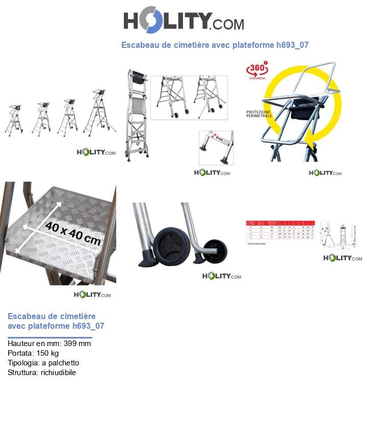 Escabeau de cimetière avec plateforme h693_07