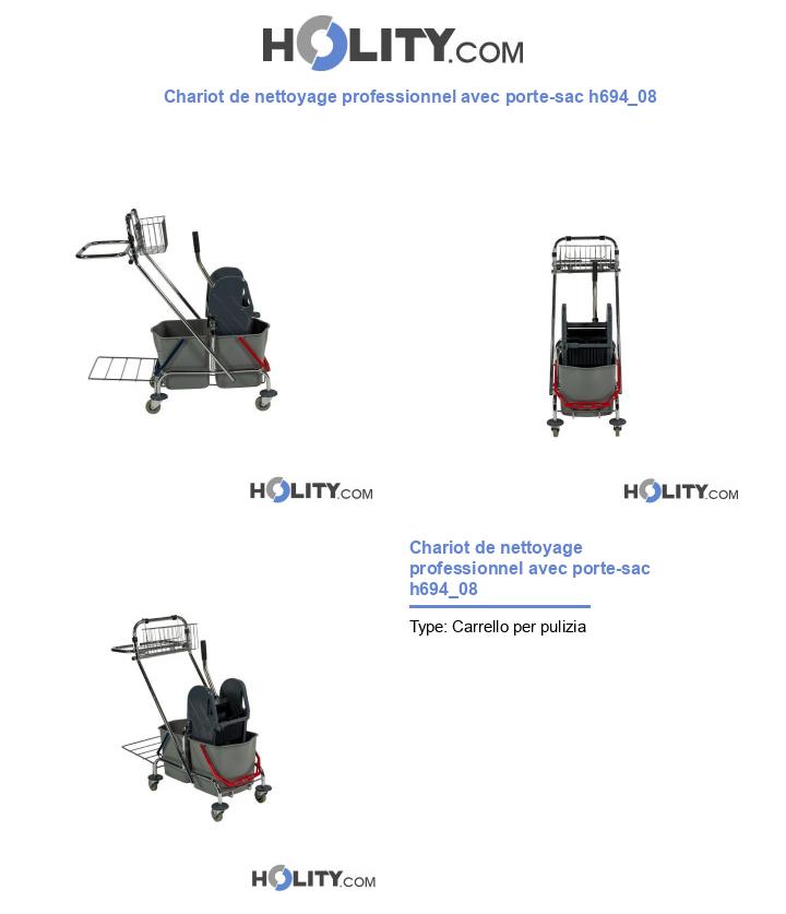 Chariot de nettoyage professionnel avec porte-sac h694_08