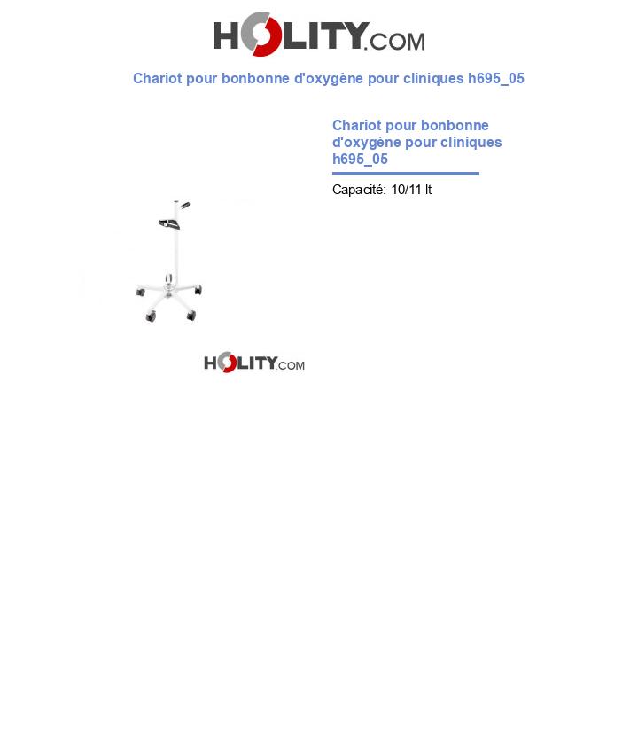 Chariot pour bonbonne d'oxygène pour cliniques h695_05